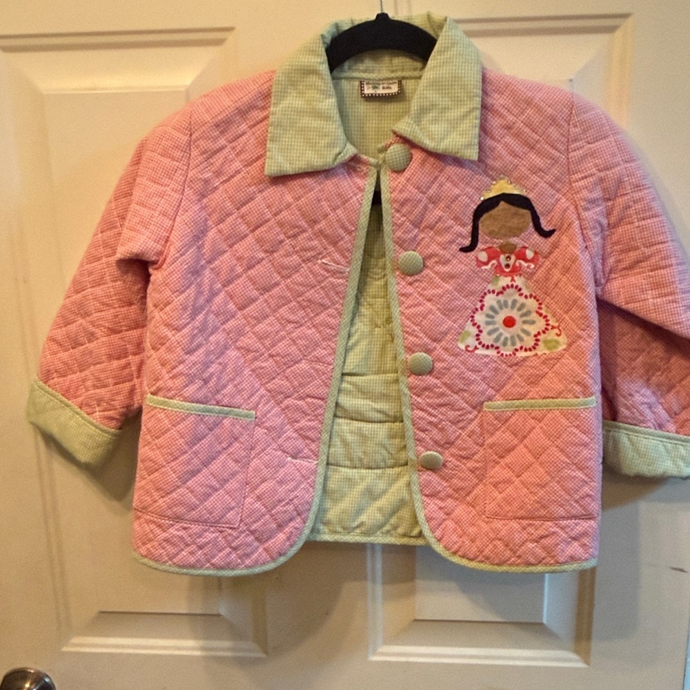 Charming Pink Quilted Kids Jacket with Embroidered Princess